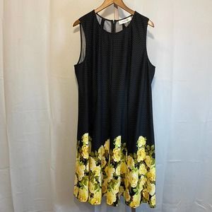 Jones Studio Women's Black Polka Dot Sleeveless Dress